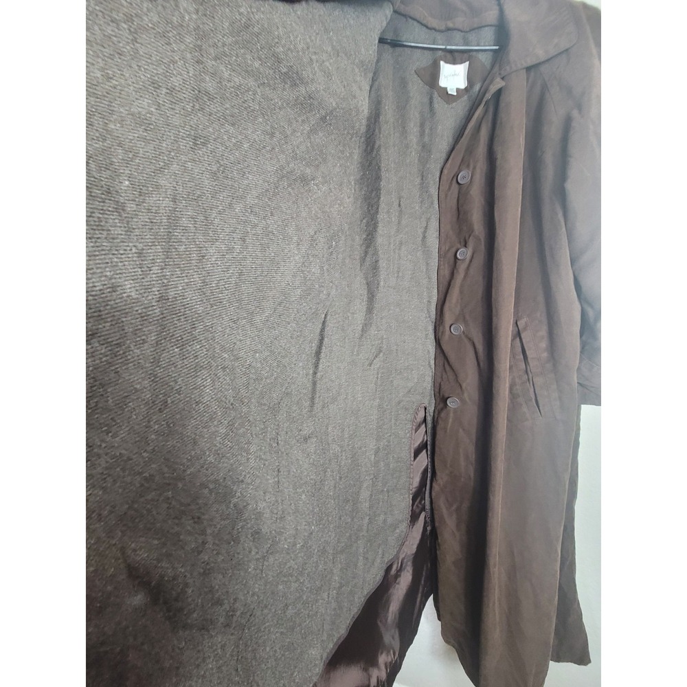 Jacqueline Ferrar Women 18W Brown Trench Coat Long Winter Liner Y2K DarkAcademia - Picture 7 of 10